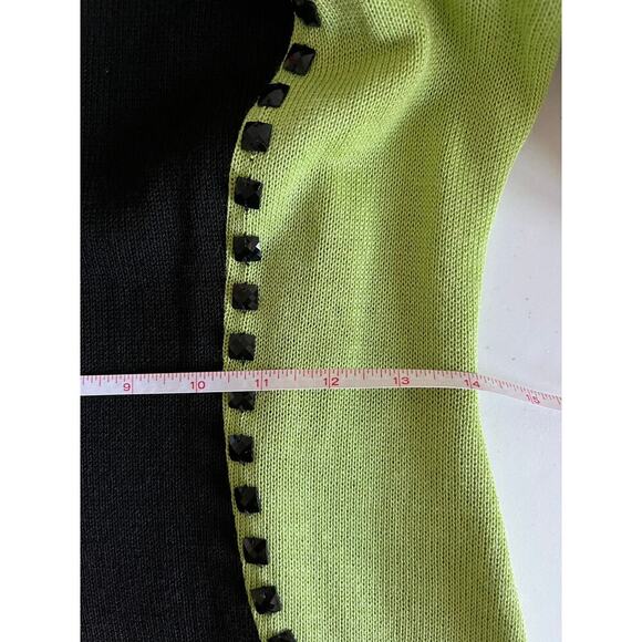 Donna Vinci Knits Vintage Church Dress Green Black Beaded Size 6 Modest Wool - Picture 8 of 12